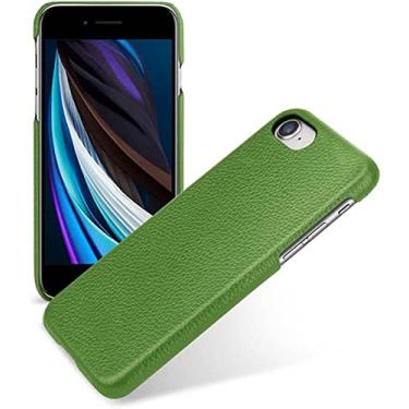 Imagem de GHFHSG Capa traseira de couro genuíno, para Apple Iphone7/iPhone 8/iPhone SE 2020 Case (4,7 polegadas) Capa de textura de lichia à prova de choque [Proteção de tela e câmera] (Cor: verde)