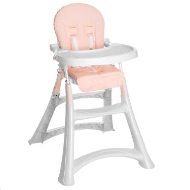 Imagem de Cadeira de Refeição Bebê Portátil Alimentação 0 Até 15Kg Alta Premium Galzerano Branco Rosa