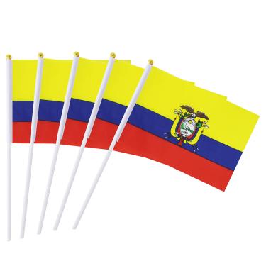 Imagem de Bandeira do Equador com a bandeira do Equador e a bandeira do Equador são feitas à mão, embalagem com 50 bandeiras de bandeiras de países nacionais redondas, materiais de decoração de festa para festas, copos mundiais, eventos esportivos, festival internacional