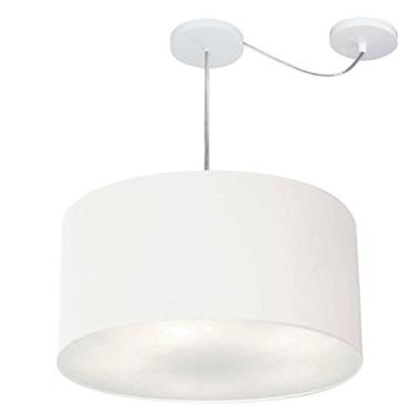 Imagem de Lustre Pendente com Desvio de Centro Cúpula Tecido 50x30 cm, Vivare Iluminação, Pendente4251 BR, Branco, Médio