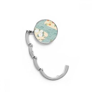 Imagem de Gancho de mesa de flores com estampa de folhas de ondas, gancho decorativo de extensão dobrável