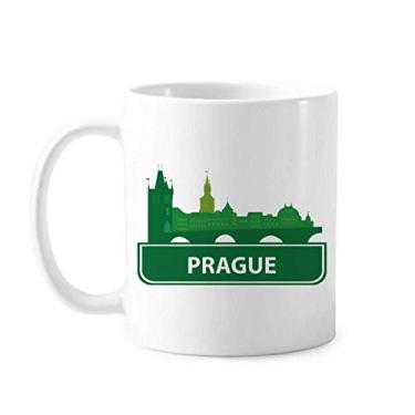 Imagem de Praga República Tcheca Caneca verde marco cerâmica café porcelana talheres