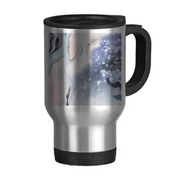Imagem de Tinta abstrata aquarela sombreada caneca de viagem tampa flip aço inoxidável copo carro copo térmico