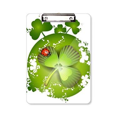 Imagem de Prancheta com trevo de quatro folhas da Irlanda Dia de São Patrício, pasta, bloco de notas A4
