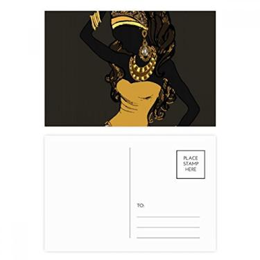 Imagem de Vestidos aborígenes femininos africanos negros, conjunto de cartões postais de aniversário, cartão de agradecimento