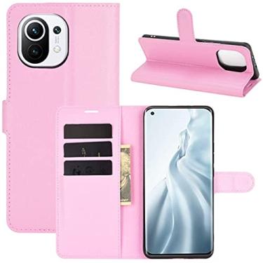Imagem de Capa Capinha Carteira 360 Para Xiaomi Mi 11 com Tela de 6.81" Polegadas Case Couro Flip Wallet (Rosa)