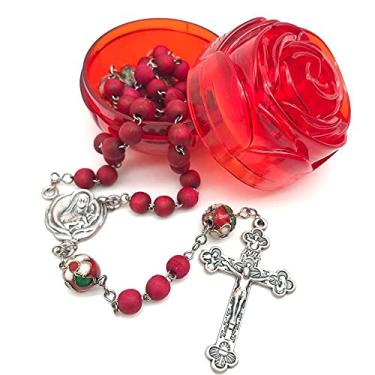 Imagem de Terço Madeira Perfumado Com Essência De Rosas Cloisonné