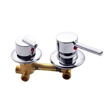 Imagem de Interruptores de chuveiro de 3/4/5 vias, controle de torneiras de sala de latão, acessórios para cabine de mistura, válvula de mistura, painel de entrada de torneira de desviador de água quente e fria, peça de reparo de conversão, cartucho de cerâmica, suporte duplo