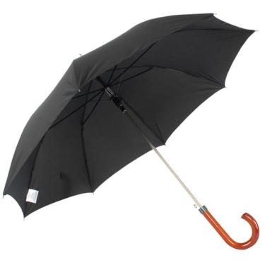 Imagem de Guarda Chuva Clássico Grande Preto Fazzoletti Automático 104cm Longo Cabo de Madeira