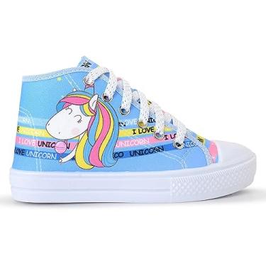 Imagem de Tênis Feminino Infantil Botinha Menina Personagem Unicórnio Tamanho:23/24;Cor:Azul