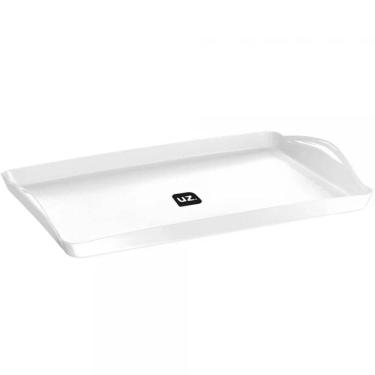 Imagem de Bandeja Plus Branca UZ 40,8cm Plástica com Alça Servir Decorar Retangular