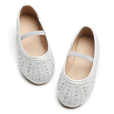 Imagem de Otter MOMO Sapatos de vestir Mary Jane para meninas pequenas com nó de laço, Dh22 prateado, 26 BR