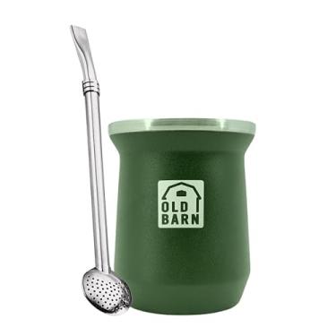 Imagem de Kit 1 Cuia Térmica Parede Dupla De Alumínio 1 Bomba De Chimarrão Tereré Inox Filtro Redondo 19cm Old Barn Cor:Verde