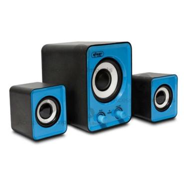 Imagem de Ini Caixa Som 12W 2.1 Portátil P2 Notebook Pc Celular Cor Azul