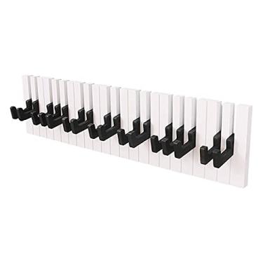 Imagem de Cabide montado na parede Suporte de madeira para piano, chaves de piano, gancho de parede para decoração de parede, prateleira de armazenamento, cabide de chapéu, cabide de chapéu com ganchos