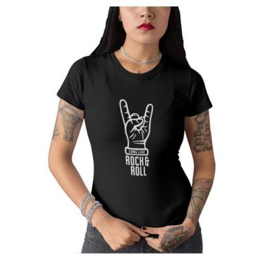Imagem de Camiseta Camisa Rock N Roll Long Live Feminina Preto - Liga Fashion