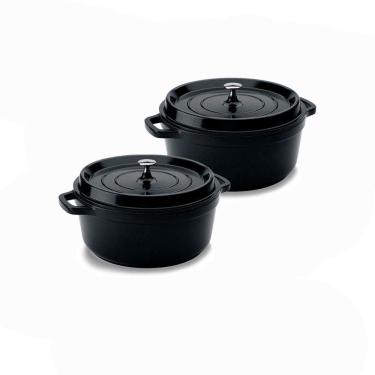 Imagem de Kit Conjunto Caçarola Hercules Revestimento Ceramico Indução Preto 2,4L + 2,4L
