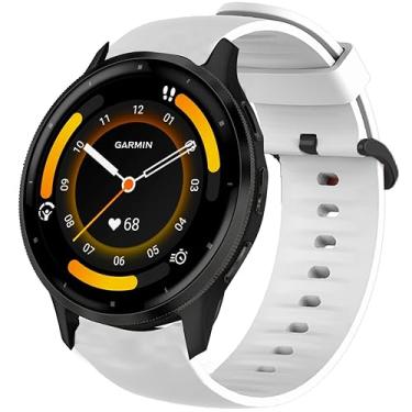 Imagem de Compatível com Garmin Venu 3, Lamshaw 22 mm de silicone de liberação rápida, pulseiras macias de substituição com fivela de aço inoxidável para compatível com Garmin Venu 3/Venu 2/Forerunner 255/Forerunner 255 Music/Forerunner 265/Forerunner 745/vivoactive 4/First Avenger/Darth Vader (branco)