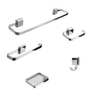 Imagem de Kit De Acessórios Para Banheiro 5 Peças Luxo Saboneteira Inóx