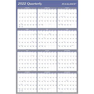 Imagem de Calendário apagável 2022, agenda de parede apagável a seco da AT-A-GLANCE, 91 x 61 cm, grande, vertical/horizontal, reversível, azul (A1102)