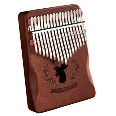 Imagem de Kalimba Piano de polegar de 17 teclas para iniciantes, um instrumento para amantes de música Marimba, com martelo de afinação (mogno) 18 cm x 13 cm retrô