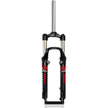 Imagem de Garfo de suspensão para MTB Garfo dianteiro de bicicleta de montanha de 26 polegadas 100mm Viagem 1 1/8 Tubo reto QR 9mm Disco/V Freio Garfo de liga de alumínio, preto vermelho, 26 pol.