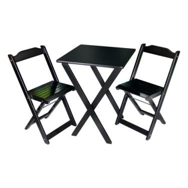 Imagem de Conjunto De Mesa Dobrável 60X60 Com 2 Cadeiras Decor Tarimatã Para Are