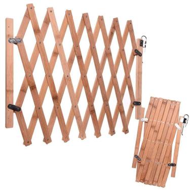 Imagem de Portao Retratil Cachorro Pet Coelho Criança Bebe Grade Safonada Bambu Ajustavel Cercadinho Previne Acidentes