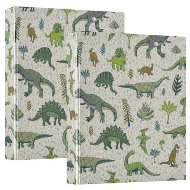 Imagem de Fichários de caderno com padrão de dinossauros de 3,5 cm, fichários de caderno de três anéis com prancheta, pacote com 1/2, material de escritório capa dura
