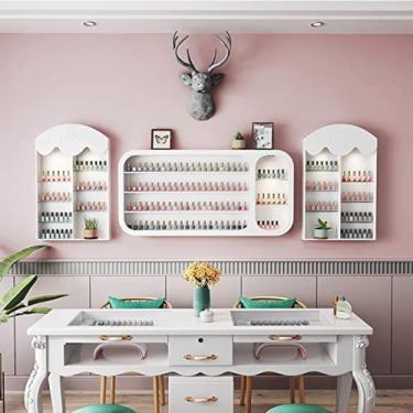 Imagem de Prateleira de exibição de óleo essencial de esmalte para unhas em salão de beleza, prateleira de exibição de arte em metal para armazenamento de esmalte, armário de exibição montado na pared