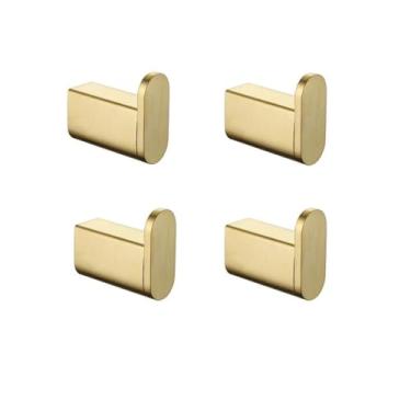 Imagem de Acessórios de banheiro Hardware Barra de toalha Rack Saboneteira Suporte de papel para telefone Suporte para escova de banheiro Gancho de aço inoxidável Ouro escovado, 4 PCS Gancho para robe