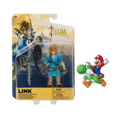 Imagem de SUPER MARIO World of Nintendo 2.5-inch & 4-inch Articulated Action Figure Collection + Bonus Sticker (Link (BoTW), 4 inch)