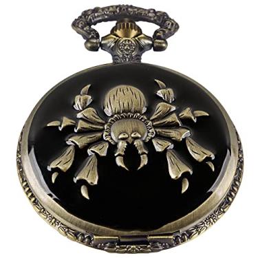 Imagem de Whodoit Relógio de bolso masculino de quartzo, olhos verdes, formato redondo, pingente, colar, relógio de bolso, Q161, Movimento de quartzo