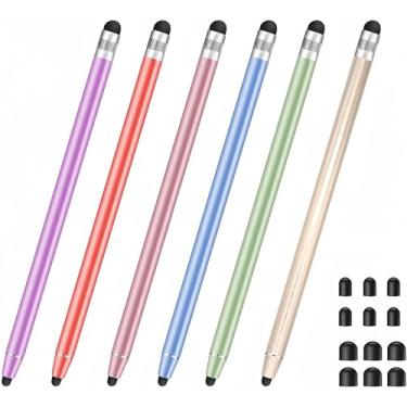 Imagem de Pacote com 6 canetas Stylus para tela sensível ao toque, caneta Stylus capacitiva 2 em 1 Smozer para todos os dispositivos de telas sensíveis ao toque universais com ponta fina