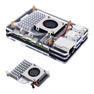 Imagem de DVOZVO Capa de 5 camadas para Raspberry Pi 5 com cooler ativo para Raspberry Pi, adequada para ventilador de cozimento ativo Raspberry Pi 5, capa para Raspberry Pi 5 transparente (com cooler ativo