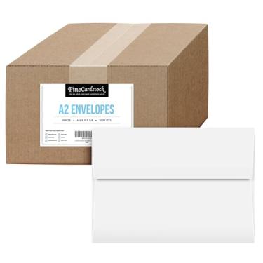 Imagem de Envelopes de convite brancos A2 (11 cm x 14 cm) serve para anúncio de casamento com foto de convite de 1000 unidades - Pacote a granel de 1000 envelopes