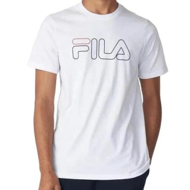 Imagem de Camiseta Fila Letter Outline Masculina - Branco/Vermelho