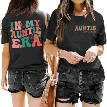 Imagem de Camisetas femininas in My Auntie Era Aunt Life, camisetas estampadas com letras engraçadas, camisetas de manga curta casual, Cinza escuro, G
