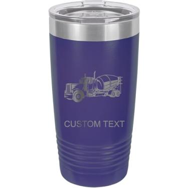 Imagem de Caminhão betoneira de 590 ml copo de aço inoxidável isolado a vácuo personalizado de parede dupla gravado a laser, caneca de café, personalizado, roxo