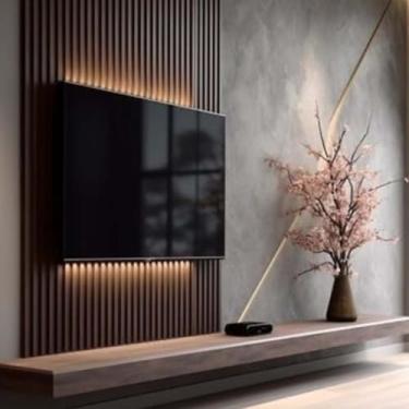 Imagem de Kit 10 Und Placas Auto Adesivo 3D Papel de Parede Ripado | Painel Relevo | Revestimento Auto Colante | Painéis Decorativos (Marrom)