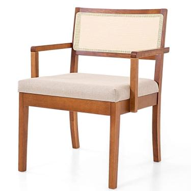 Imagem de Poltrona MH-3793 Herval Madeira Maciça com Palha Natural Linho Bege C1