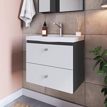 Imagem de Gabinete Para Banheiro Suspenso 50cm com 1 Porta 1 Gaveta Lvp01 Versato Nova Móbile Grafite/branco