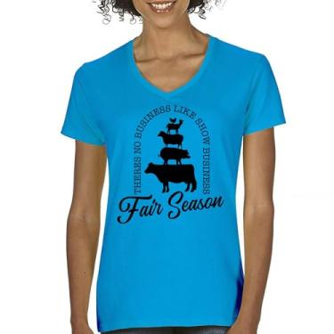 Imagem de Camiseta feminina gola V Fair Season There is No Business Like Show Business Agriculture Country Farm Life Farmer Pride, Turquesa, M