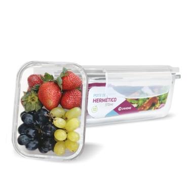 Imagem de Conjunto 2 Potes Vidro Hermético Marmita Mantimentos 370ml (Branco)