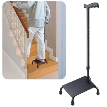 Imagem de Aliseniors Bengala de escalada atualizada – Elevador de escada de meio degrau aprimorado para idosos ajudante de degraus para subir e descer escadas com facilidade – escadas ajustáveis para escadas