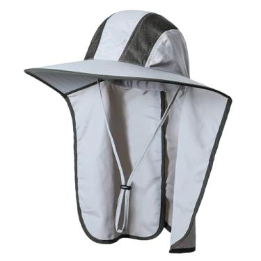 Imagem de Chapéu de Sol, boné de Proteção Solar, Tamanho Ajustável, Chapéu de Pesca, Chapéu de Pesca Com Aba de Pescoço, Uso Confortável, Ajuste Seguro para Homens e Mulheres (Cinza claro)