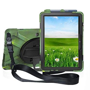 Imagem de Sfulatdc Capa para tablet com alça rotativa 360 e suporte, capa protetora de corpo inteiro resistente compatível com Microsoft Surface Go 4/3/2/1 camuflagem