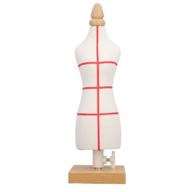 Imagem de Forma Vestido Feminino Ajustável, Manequim Costura Roupas Lona Resistente 12,2 Polegadas Com Suporte Base Madeira, Suporte Roupas Exibição Mesa para Ensino Confecção Padrões