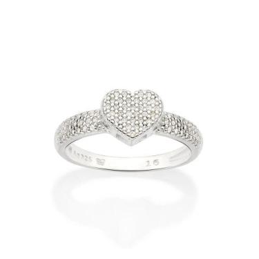 Imagem de Anel de prata 925 feminino rommanel coraçâo cravejado zircônias 810249