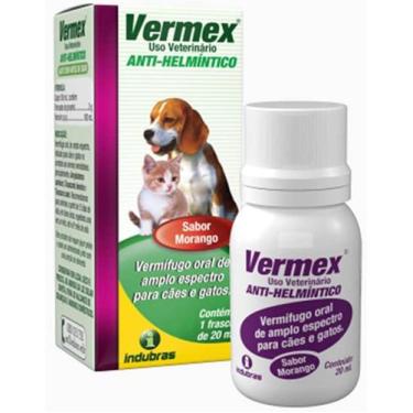 Imagem de Vermífugo Para Cães E Gatos Vermex Plus 20ml Sabor Morango - INDUBRAS